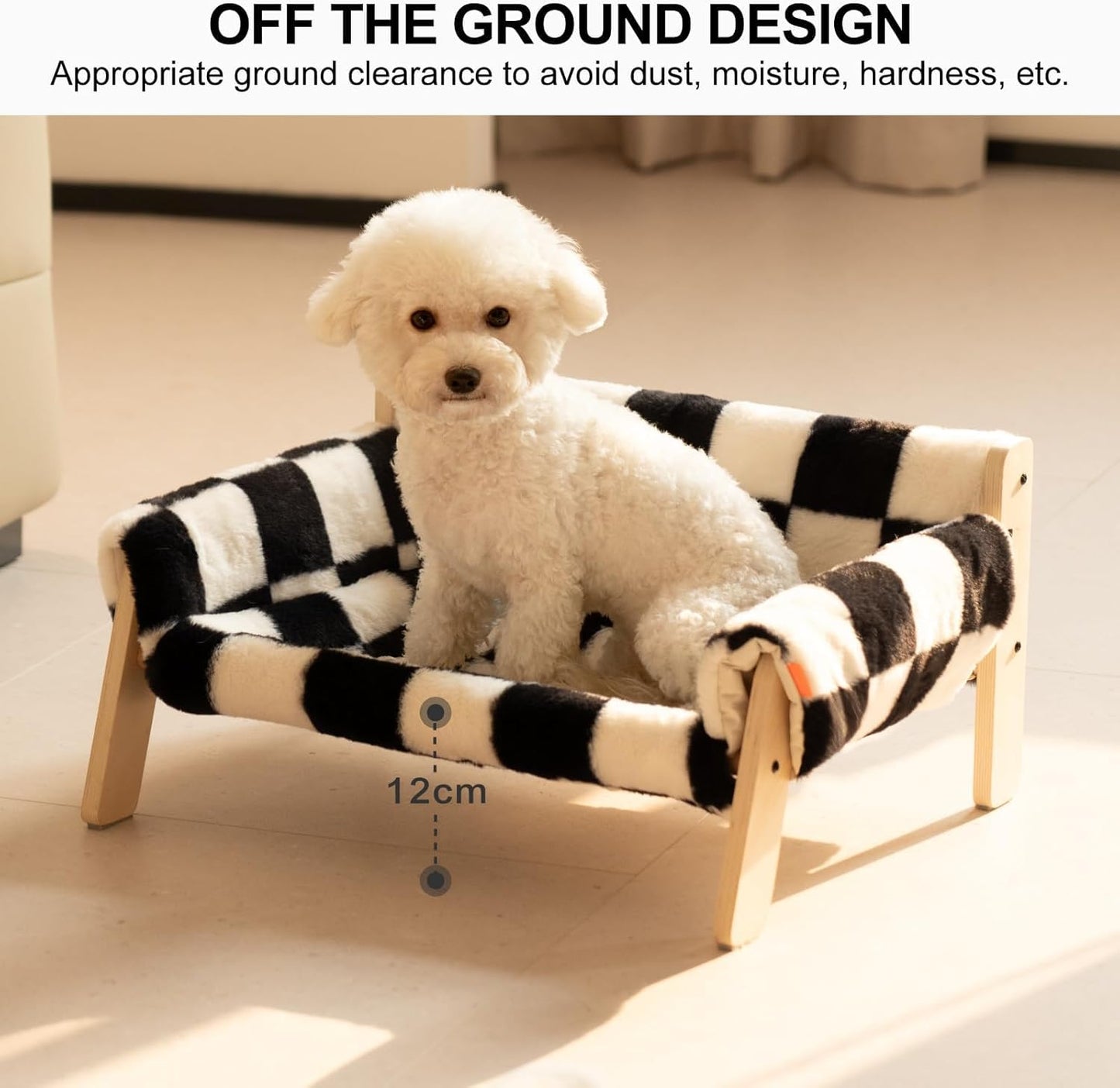 MEWOOFUN Raised Cat Bed With Wooden Legs
