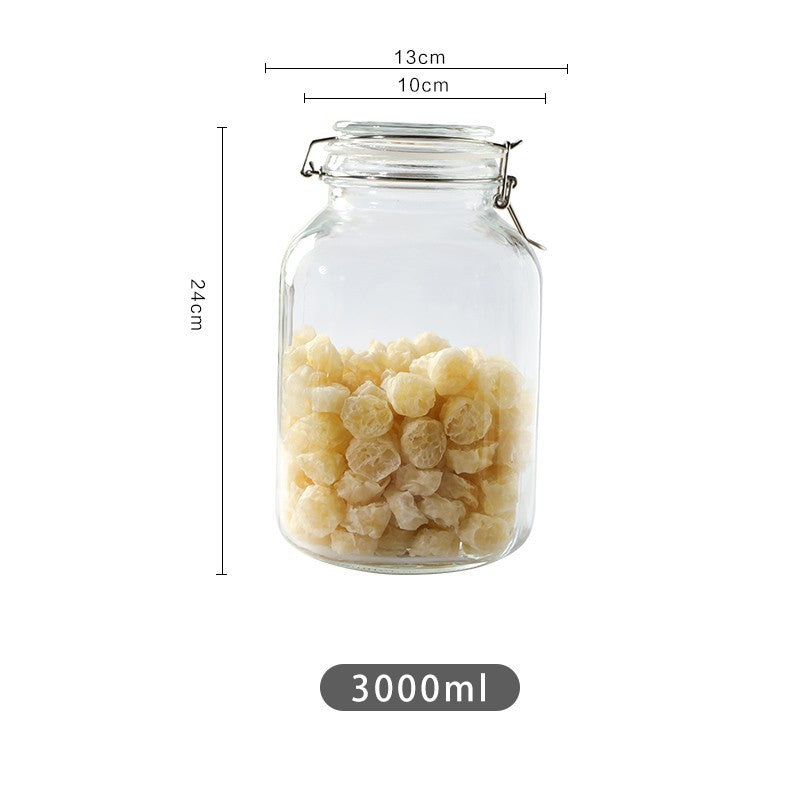 Round Glass Tea Jar Food Storage Box Preservation Container