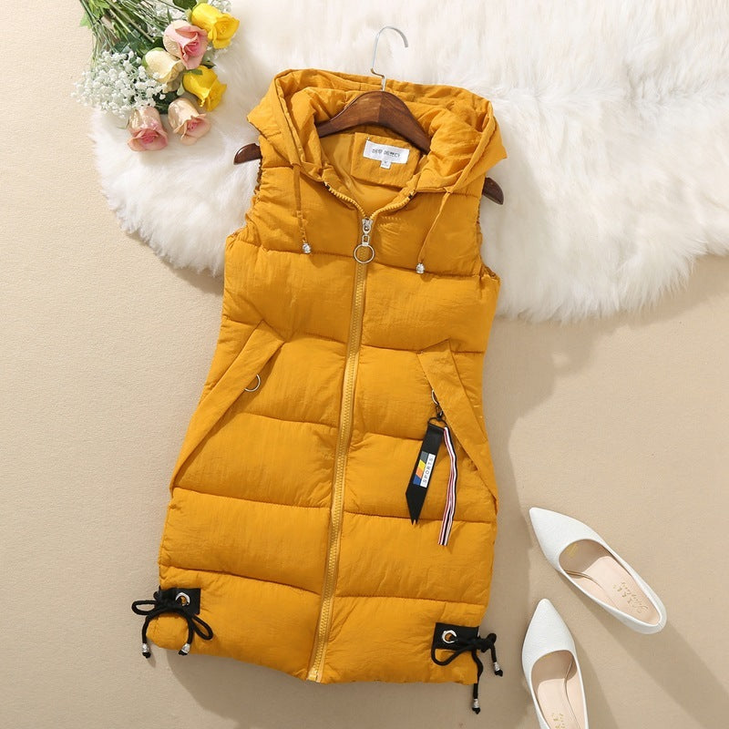 Sleeveless Waistcoat Mid-Length Hooded Waistcoat