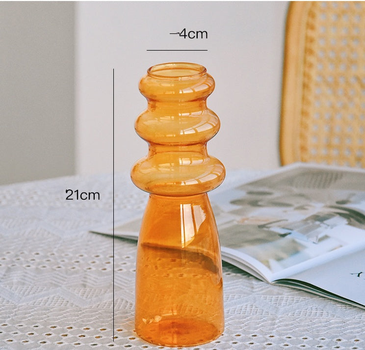 Transparent Glass Vase Colorful Small Vase Decoration Ornaments