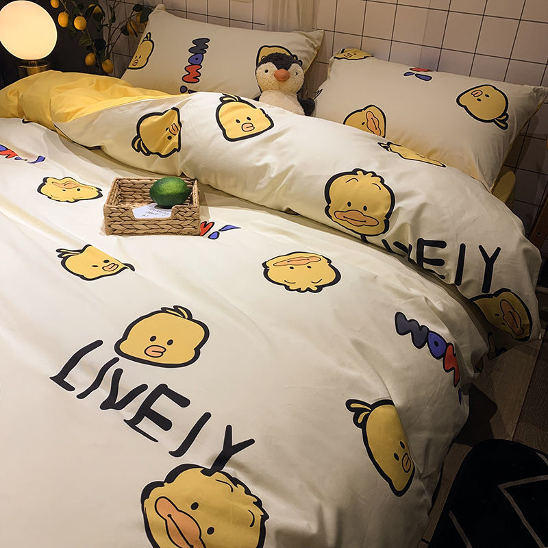 Three-Piece Set Of Single Bed Sheets In Student Dormitory