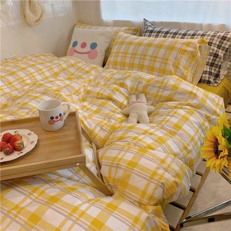 Three-Piece Set Of Single Bed Sheets In Student Dormitory