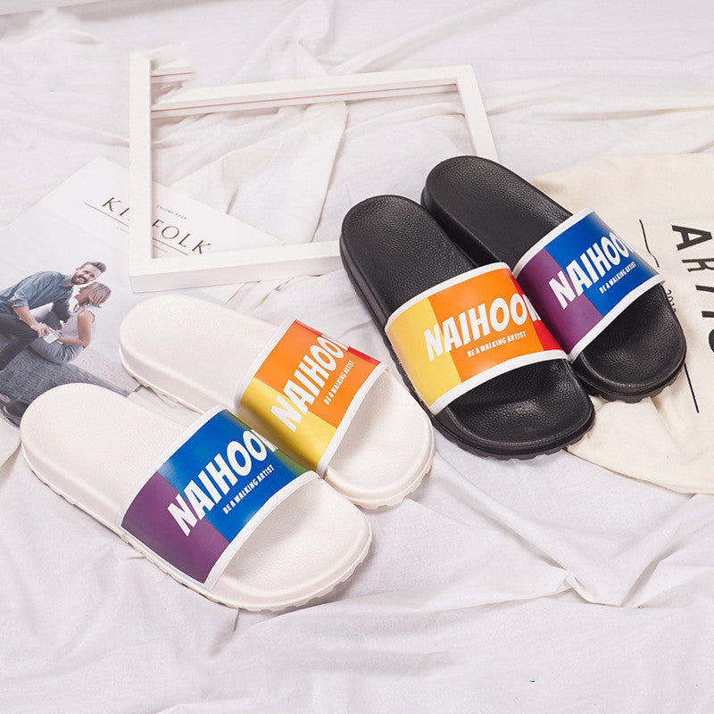 Rainbow plastic slippers women