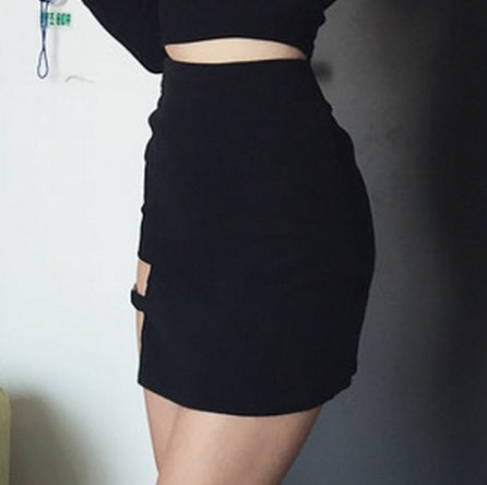 Korean Style Black Hip Skirts