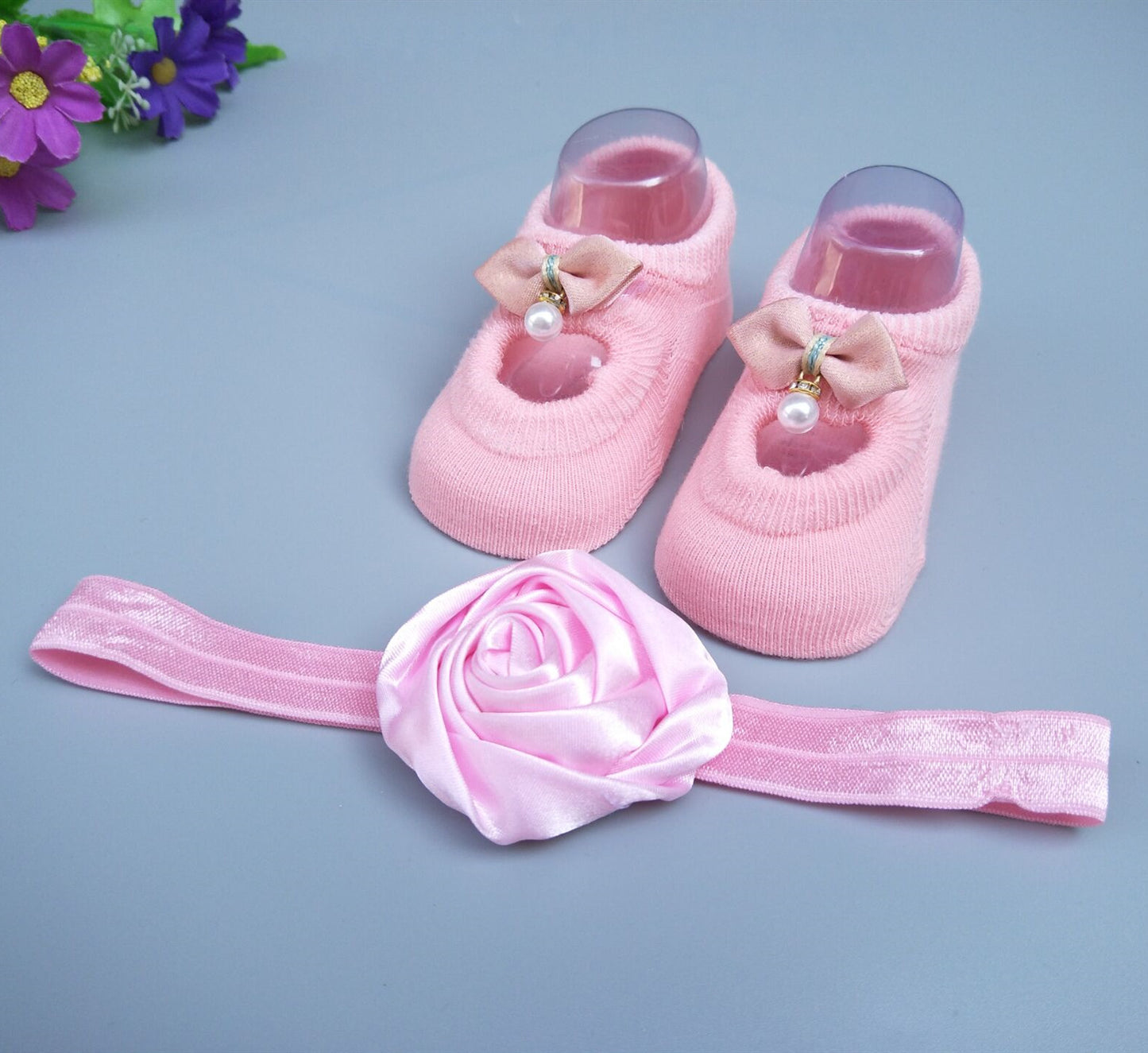 New Baby Girl Socks Headband Gift Box