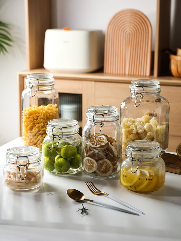 Round Glass Tea Jar Food Storage Box Preservation Container
