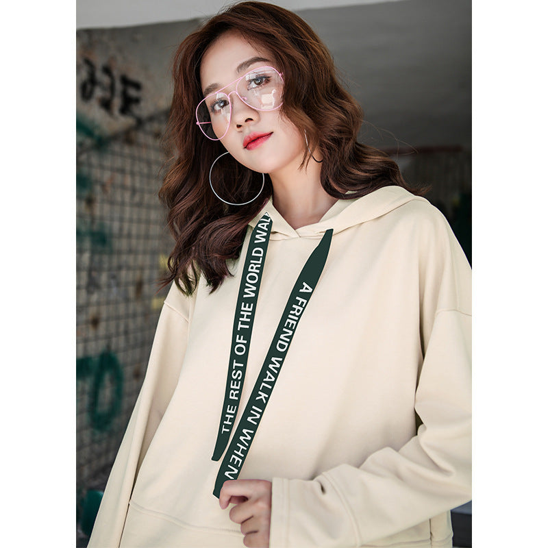 Long sleeve pullover hooded collar top