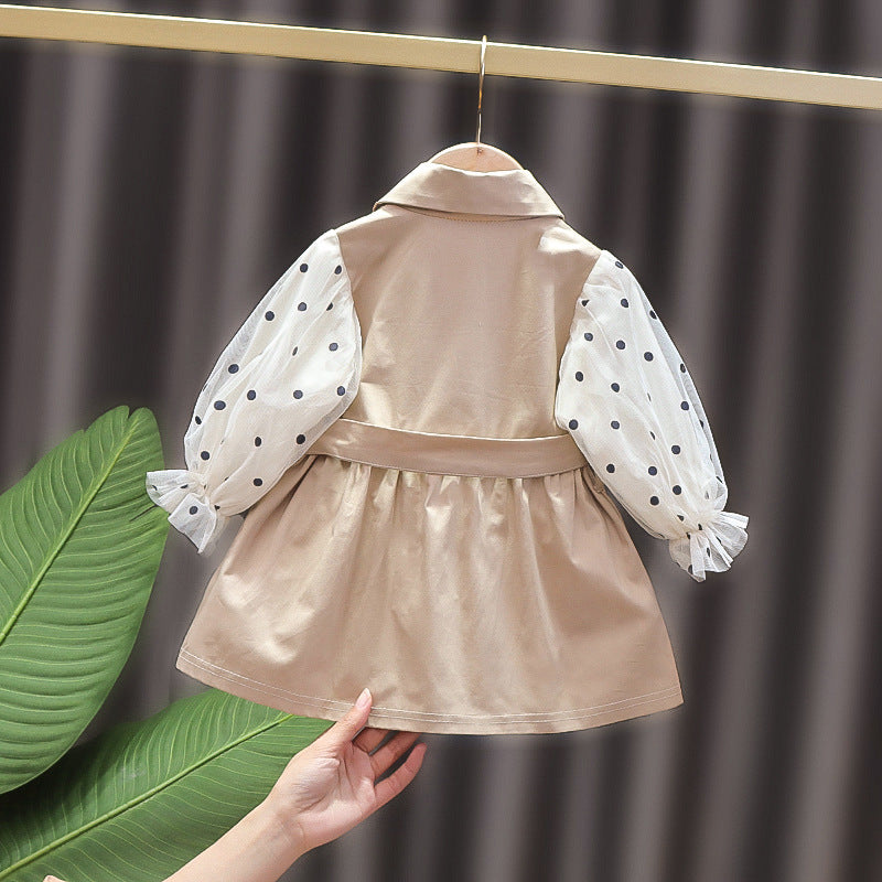 Girls' Mid-length Thin Outerwear Trench Coat