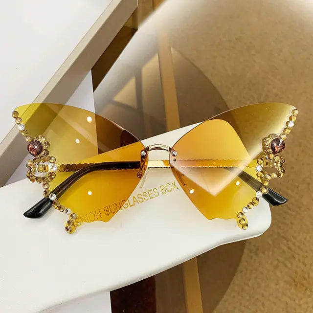 Luxury Diamond Butterfly Sunglasses Women