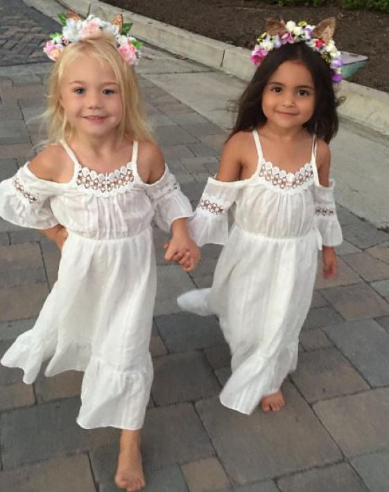 Girls strapless hollow dress