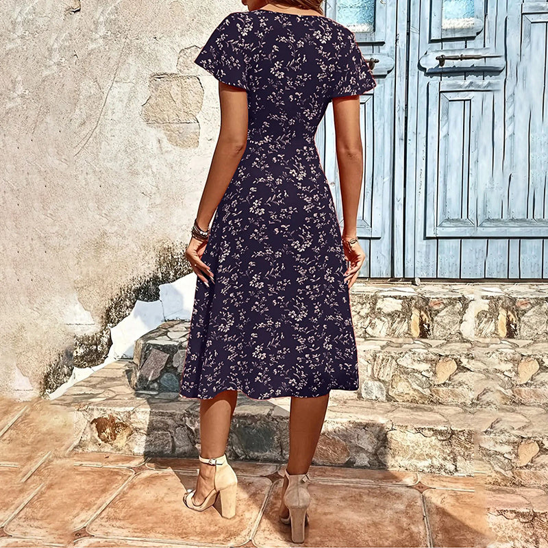 Summer Floral Print Maxi Dress Women