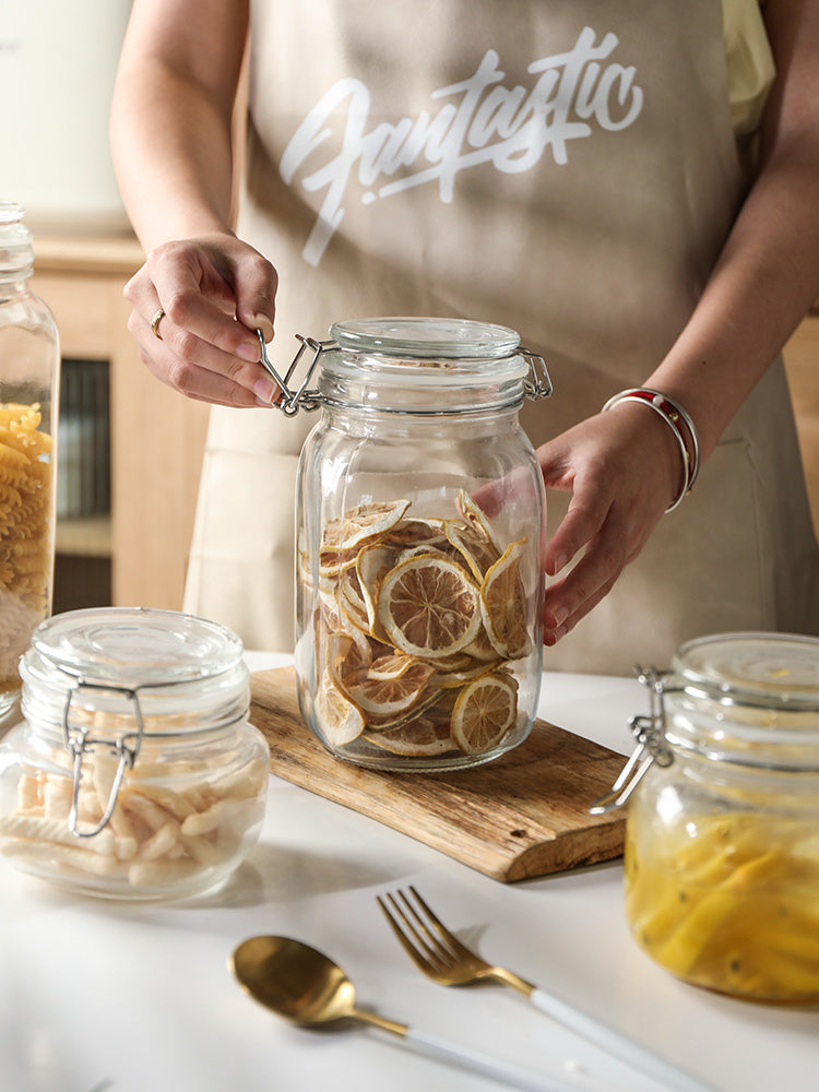 Round Glass Tea Jar Food Storage Box Preservation Container