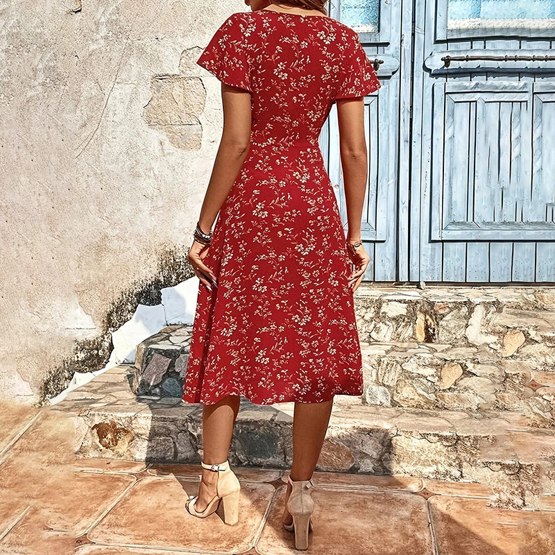 Summer Floral Print Maxi Dress Women