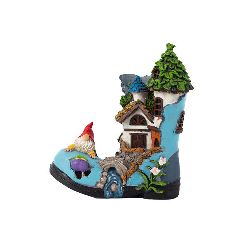 Elf Tree House Resin Solar Lamp Ornaments