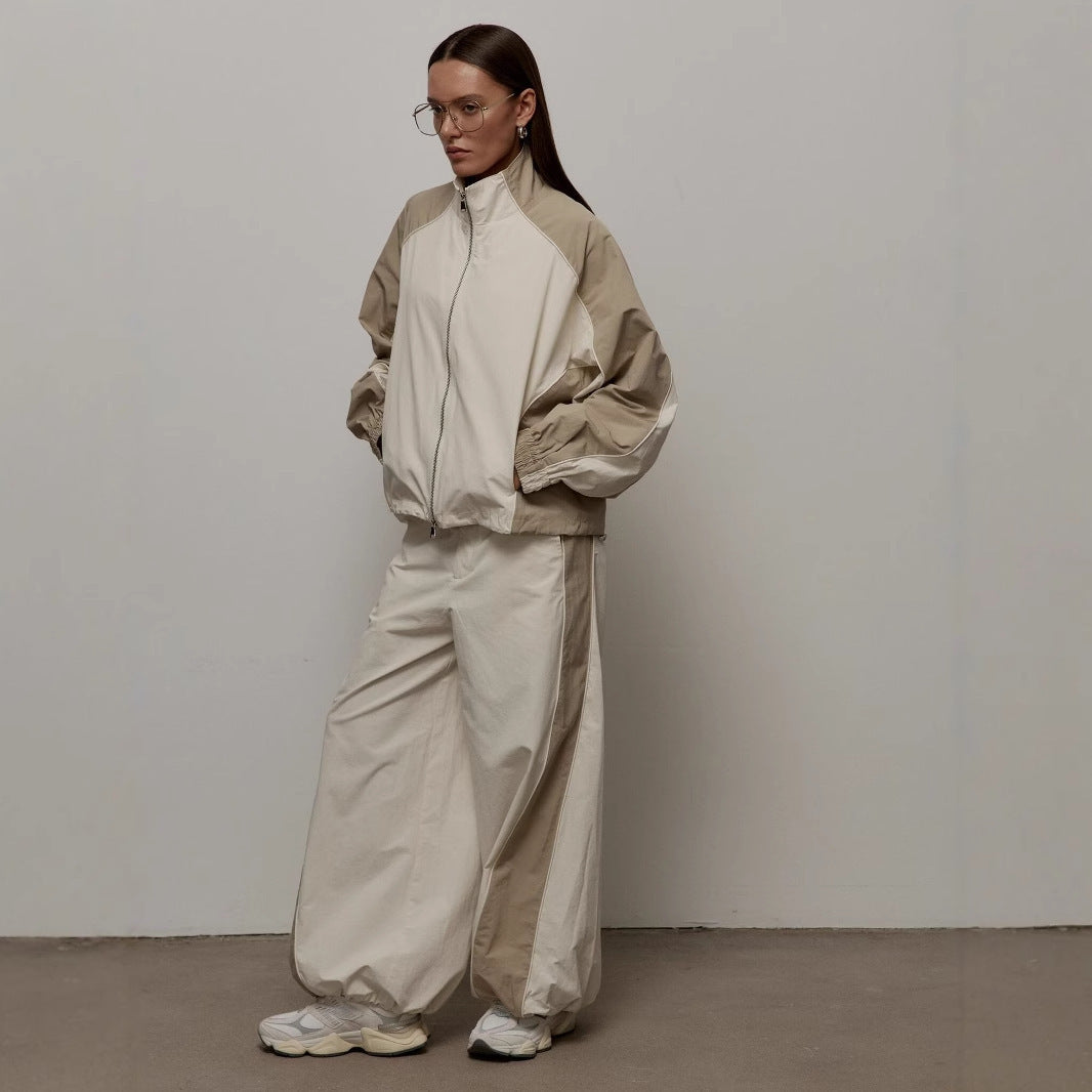 Drawstring Sports Jacket Trousers Suit Women