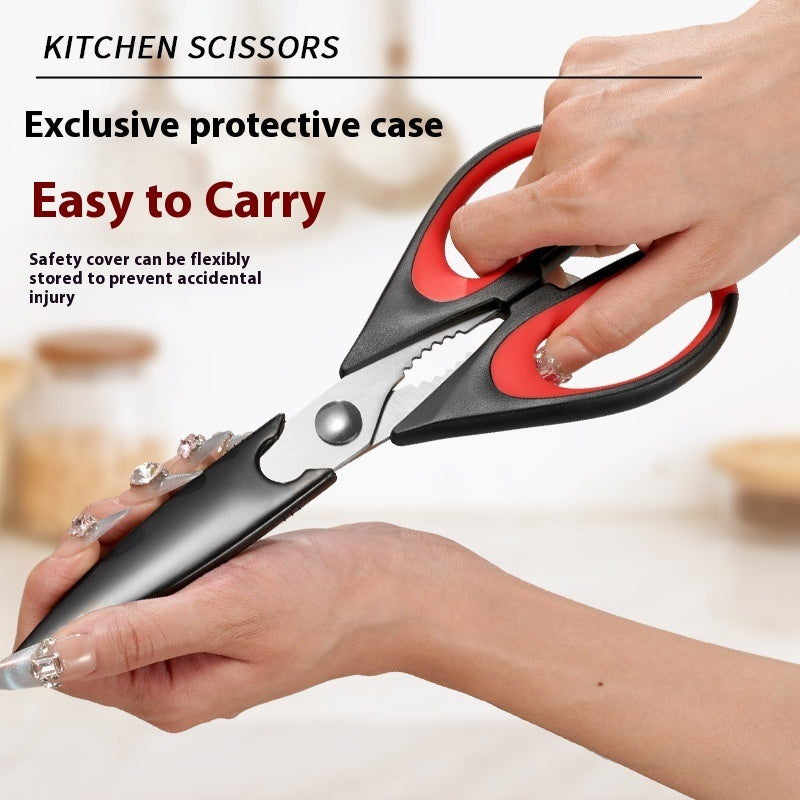Stainless Steel Kitchen Scissors Household With Scissors Cover