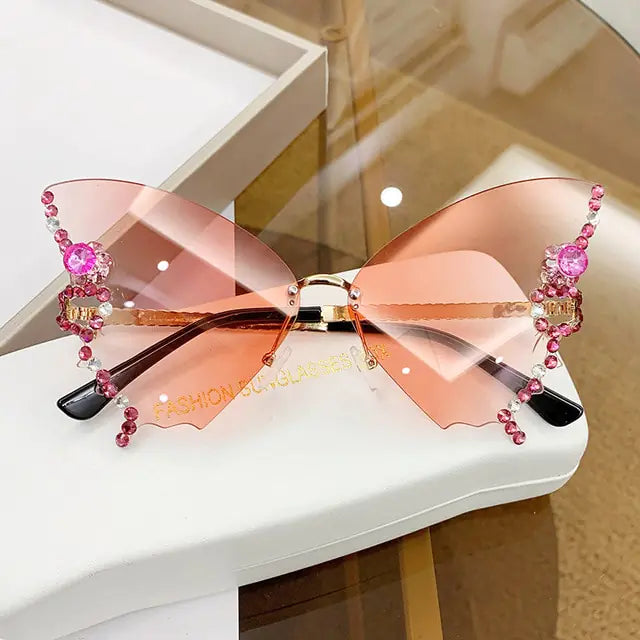 Luxury Diamond Butterfly Sunglasses Women