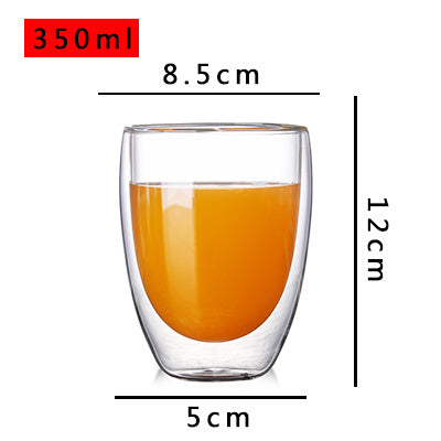 Household Double Layer Transparent Glass Water Cup