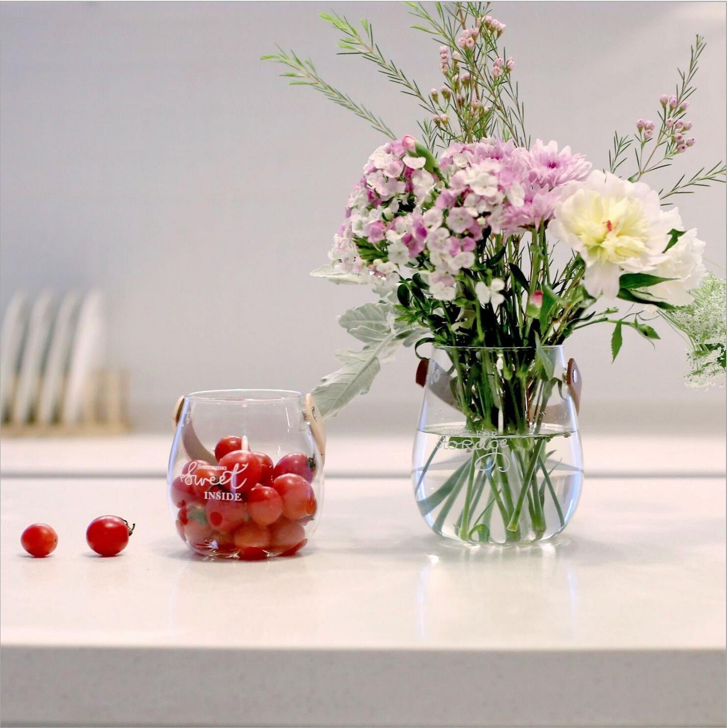 Glass Handle Vase Flower Arrangement Dried Vase
