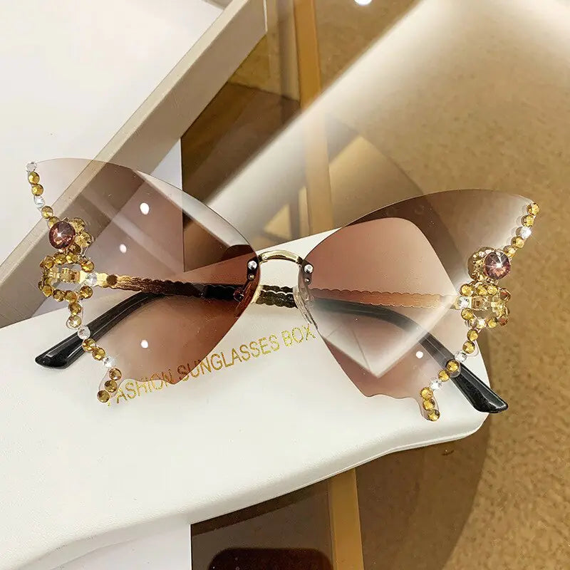 Luxury Diamond Butterfly Sunglasses Women