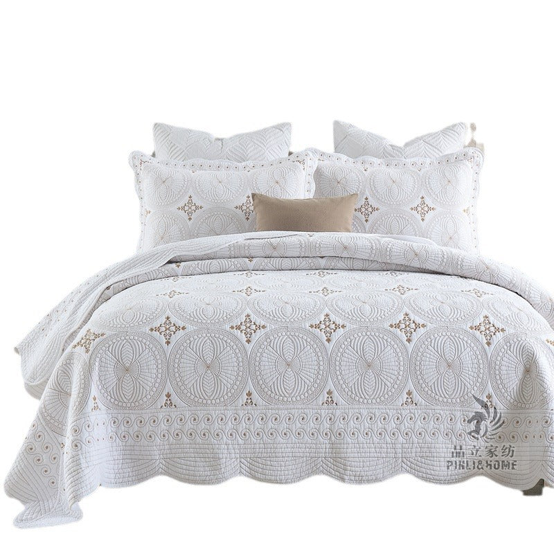 European-style Cotton Embroidery Clip Sheets Double Thick Washable Pure Cotton Bed Cover