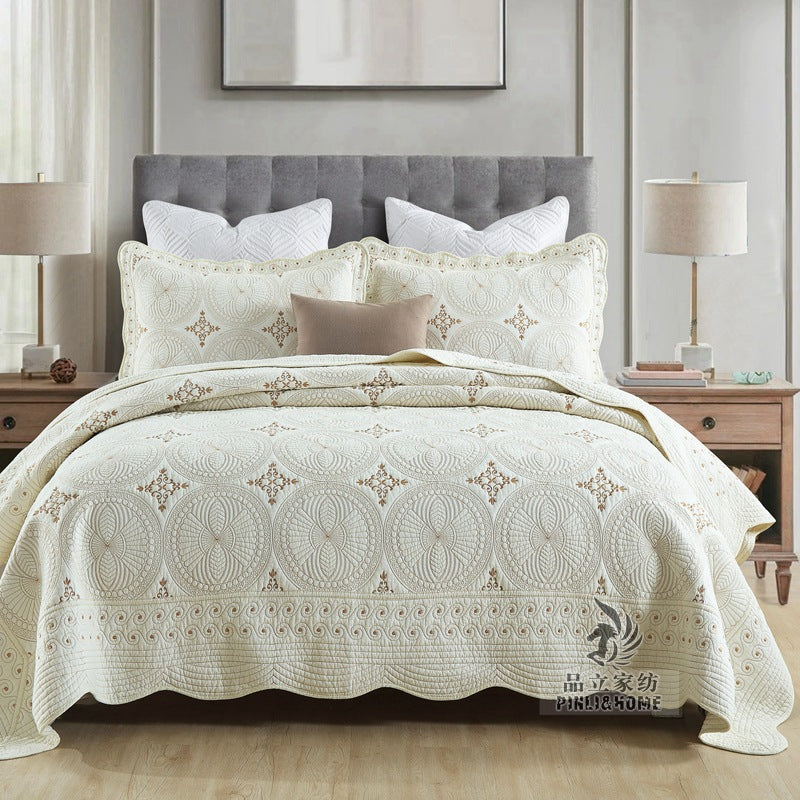 European-style Cotton Embroidery Clip Sheets Double Thick Washable Pure Cotton Bed Cover