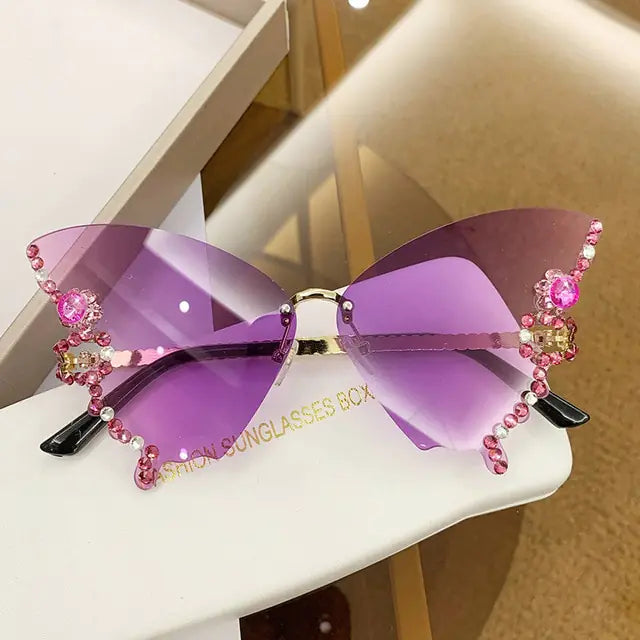 Luxury Diamond Butterfly Sunglasses Women