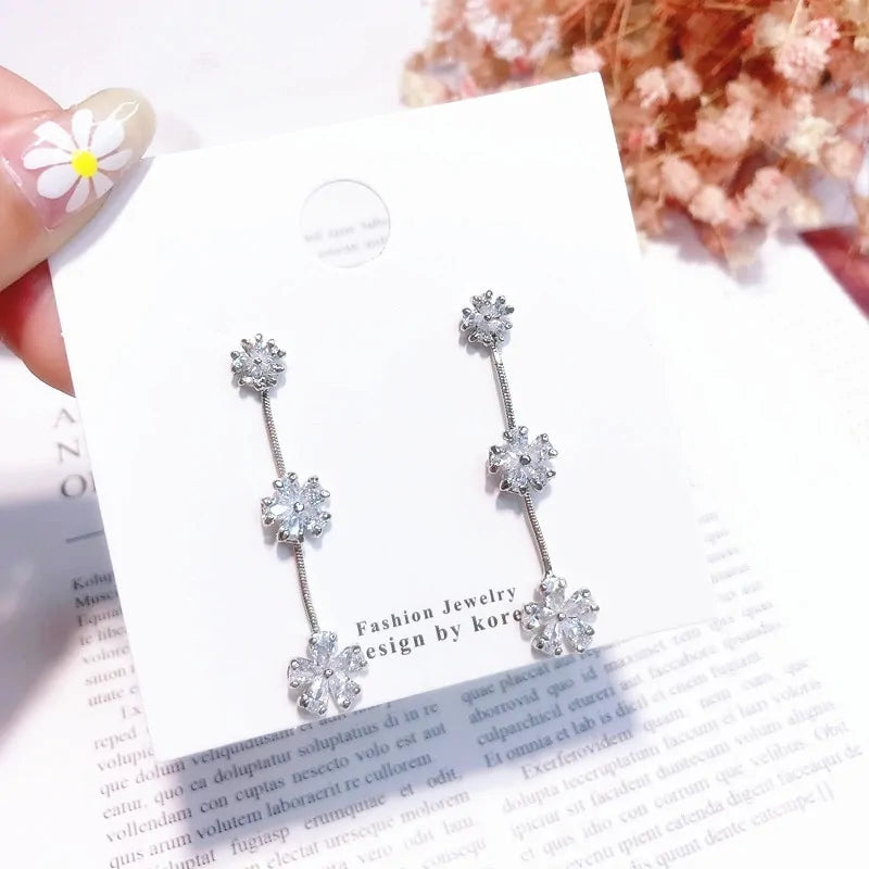 MENGJIQIAO 2019 Korean Cubic Zircon Drop Earrings For Women