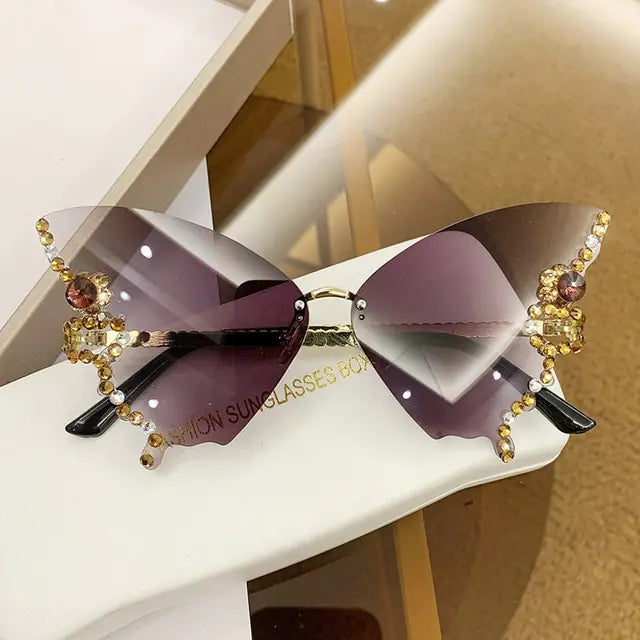 Luxury Diamond Butterfly Sunglasses Women