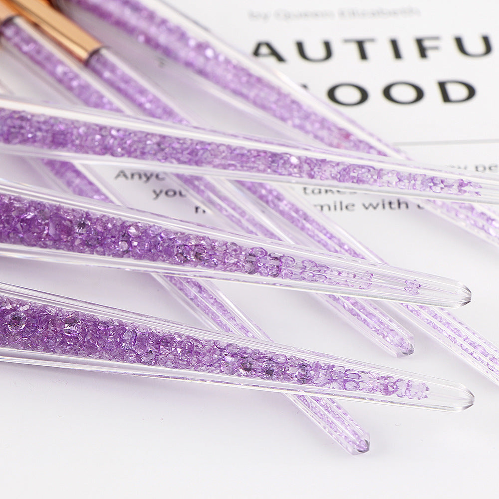7 Purple Crystal Makeup Brushes Beginner Beauty Tools Brush Set New