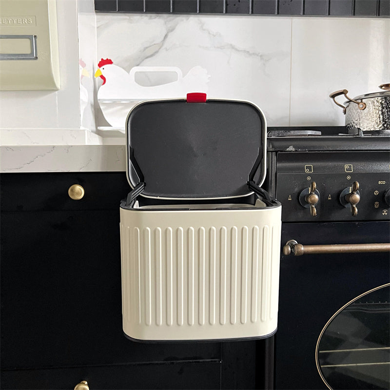 Vintage Cream Kitchen Hanging Trash Can