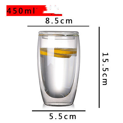 Household Double Layer Transparent Glass Water Cup