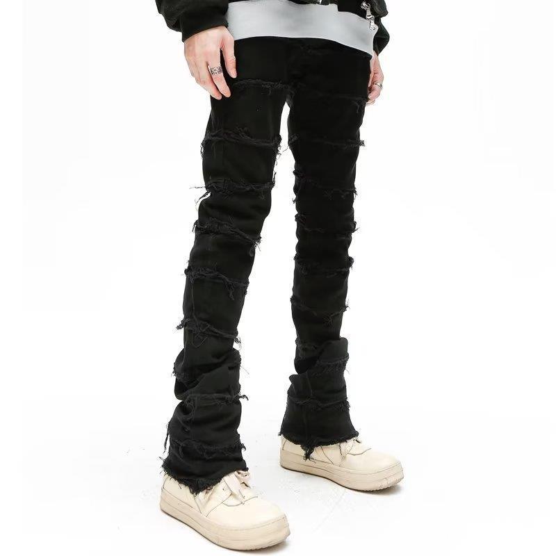 Shredded Hem Jeans Straight Slimming Boot Shorts Men