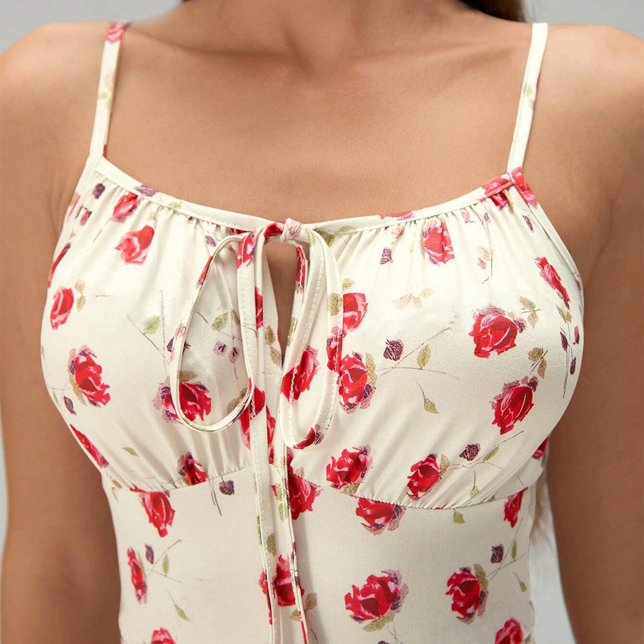 Summer Printed Suspender Split Dress