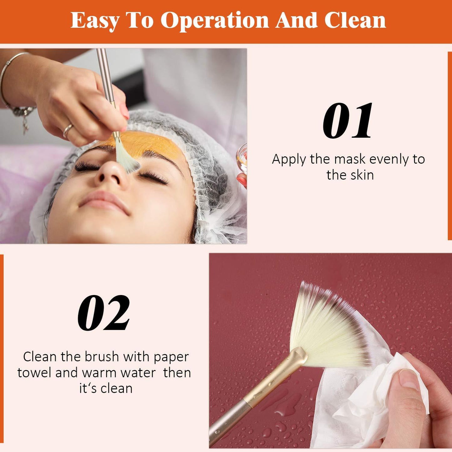 10 Professional Soft Facial Fan Brushes For Mask Mud Cream, Glycolic Peel & Makeup Application - Esthetician Tools With Champagne Finish