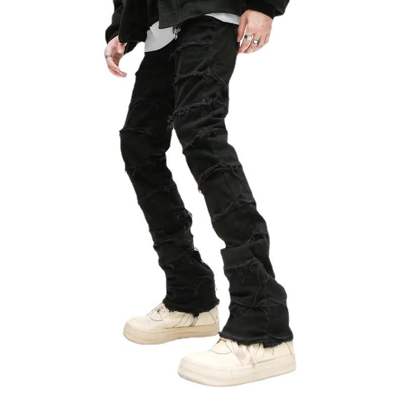 Shredded Hem Jeans Straight Slimming Boot Shorts Men