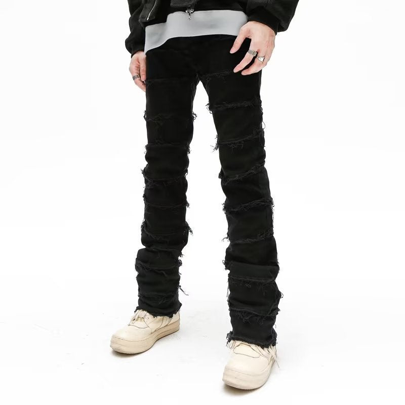 Shredded Hem Jeans Straight Slimming Boot Shorts Men
