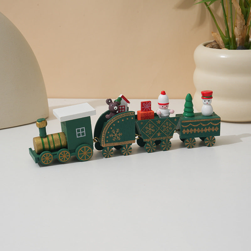 Christmas Decorations Wooden Train Children's Gifts