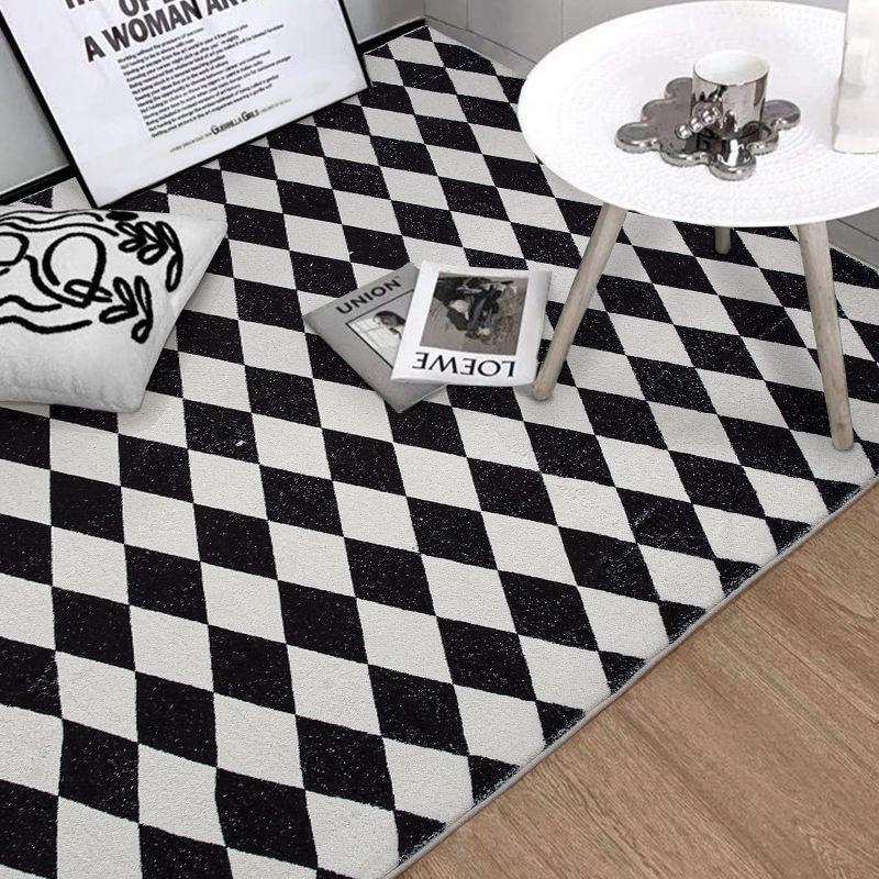 Modern Minimalist Diamond Checkerboard Rug