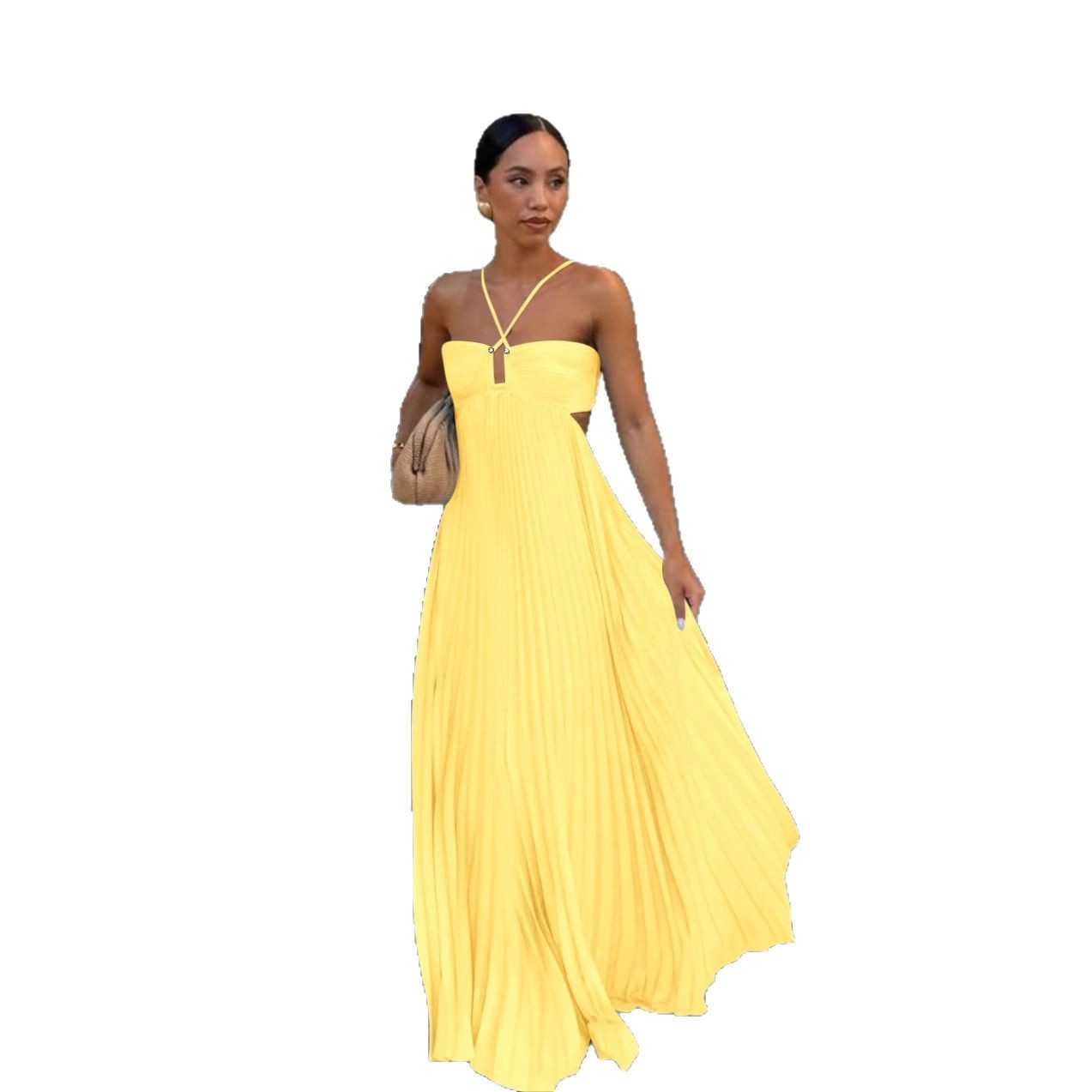 Ins Pleated Sleeveless Sling Dress