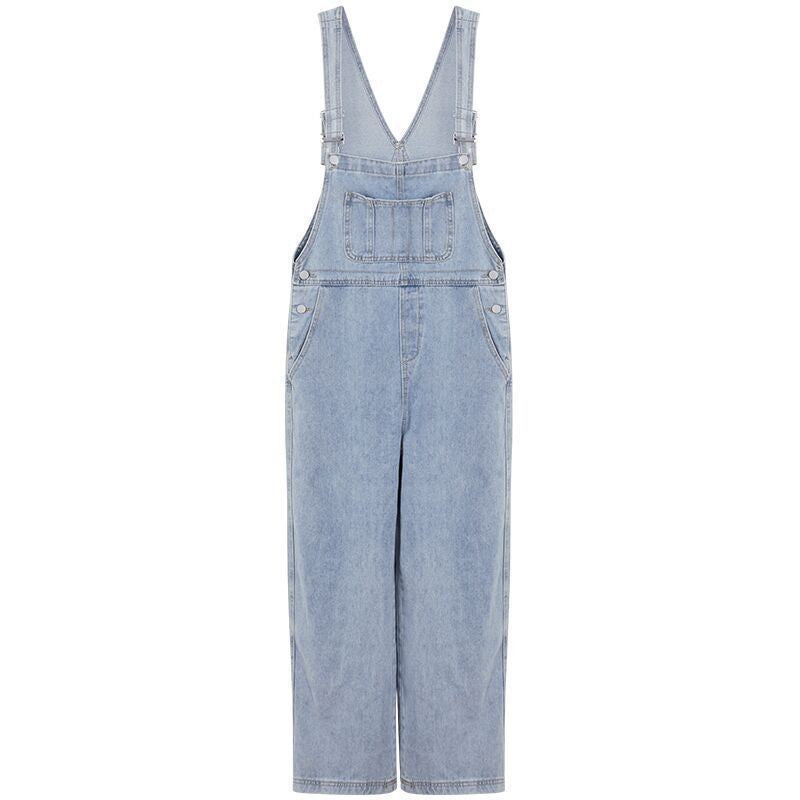 Plus Size High Waist Wide Leg Jeans Suspender Pants For Women