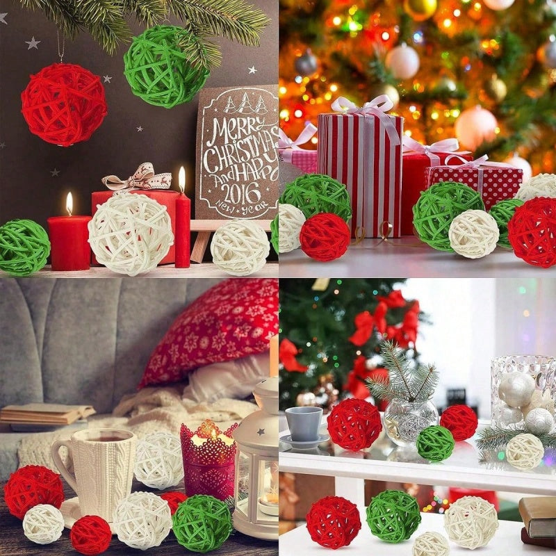 30 Pcs Christmas Rattan Balls Decorations Christmas Wicker Balls