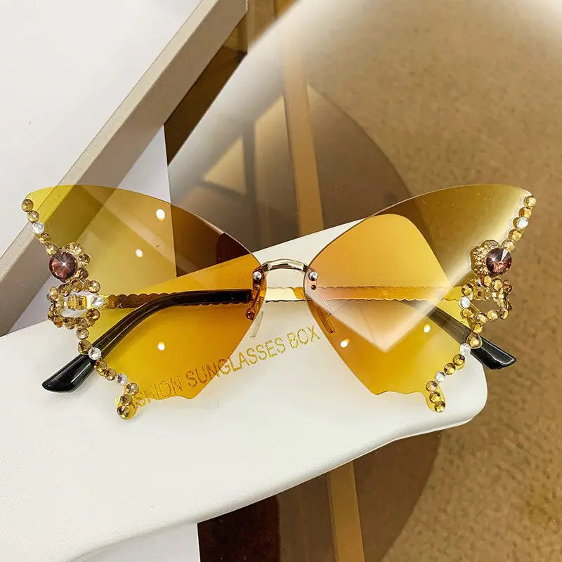 Luxury Diamond Butterfly Sunglasses Women