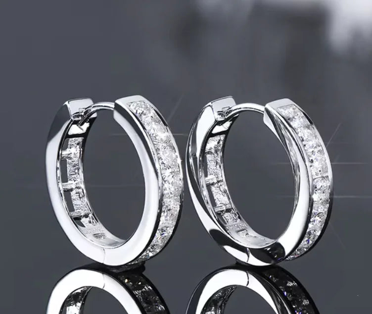 IOGOU 2.5mm Moissanite Hoop Earrings