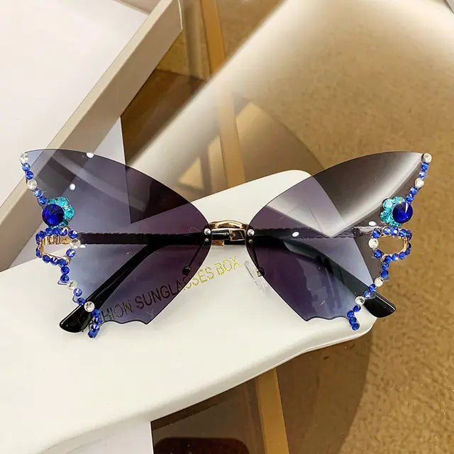 Luxury Diamond Butterfly Sunglasses Women