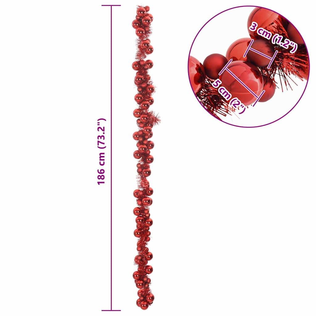Christmas bauble garland 186 cm polystyrene   Christmas bauble garland 186