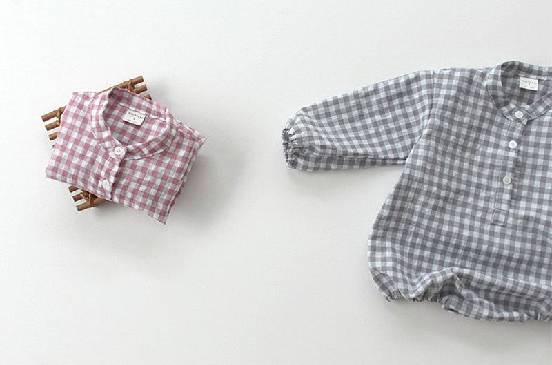 Long Sleeve Plaid Jumpsuit Baby Boy And Baby Girl
