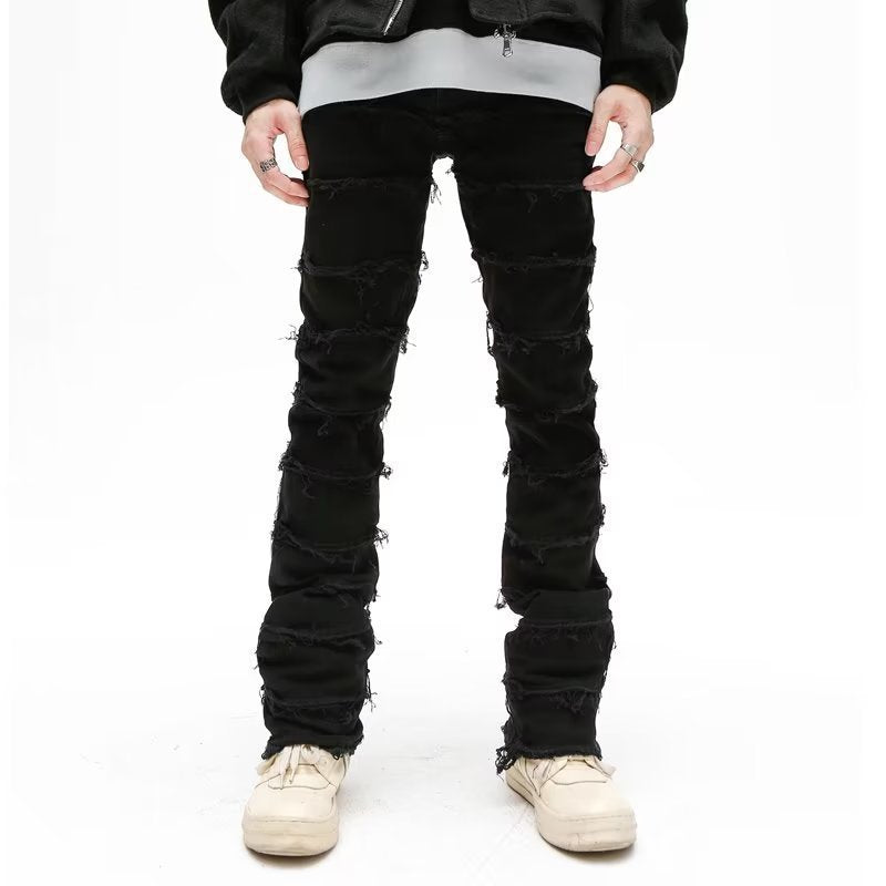 Shredded Hem Jeans Straight Slimming Boot Shorts Men