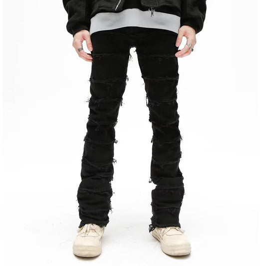 Shredded Hem Jeans Straight Slimming Boot Shorts Men