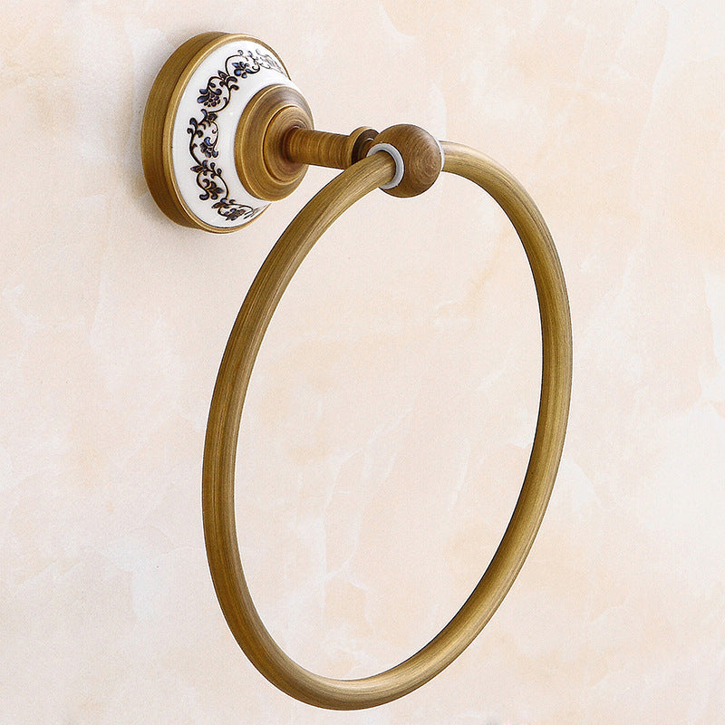 European Style Towel Pendant Set Antique Bath Towel Full Copper Towel Rack Set